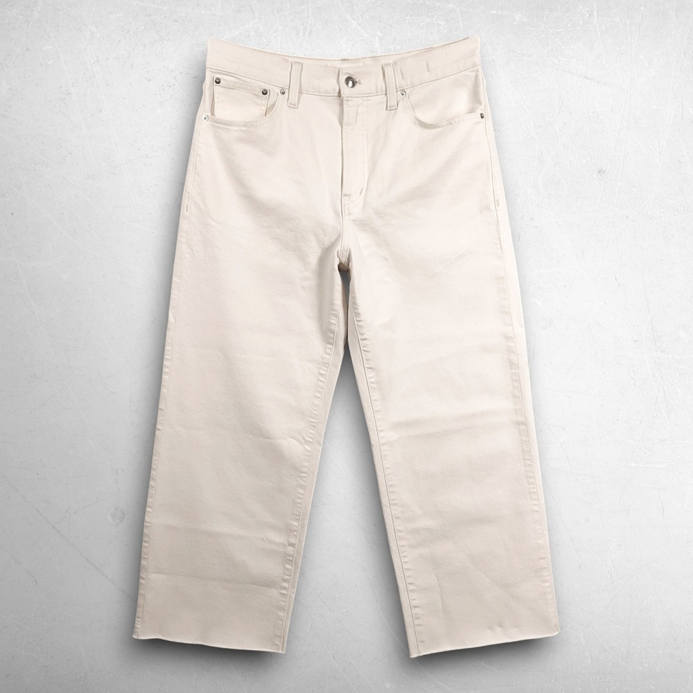 Madewell Women Perfect Vintage Wide-Leg Crop Jean 29S Cream Coastal Clean Girl